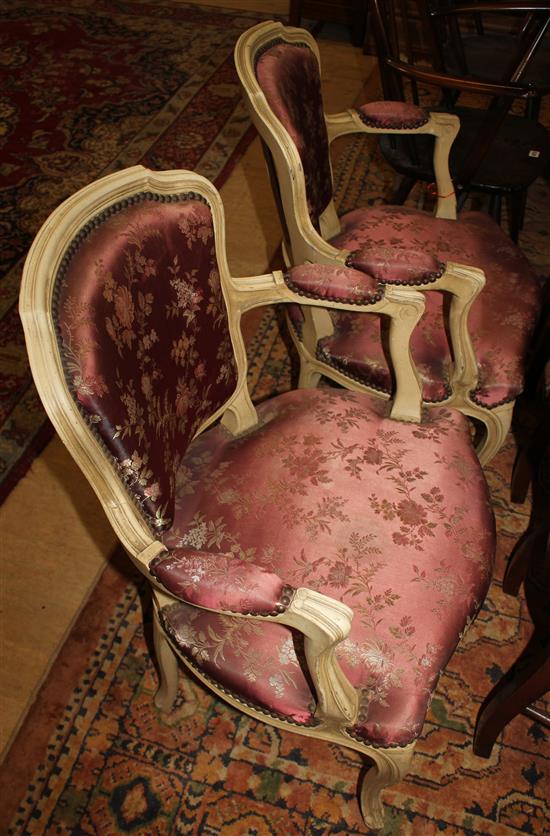 Pr French elbow chairs